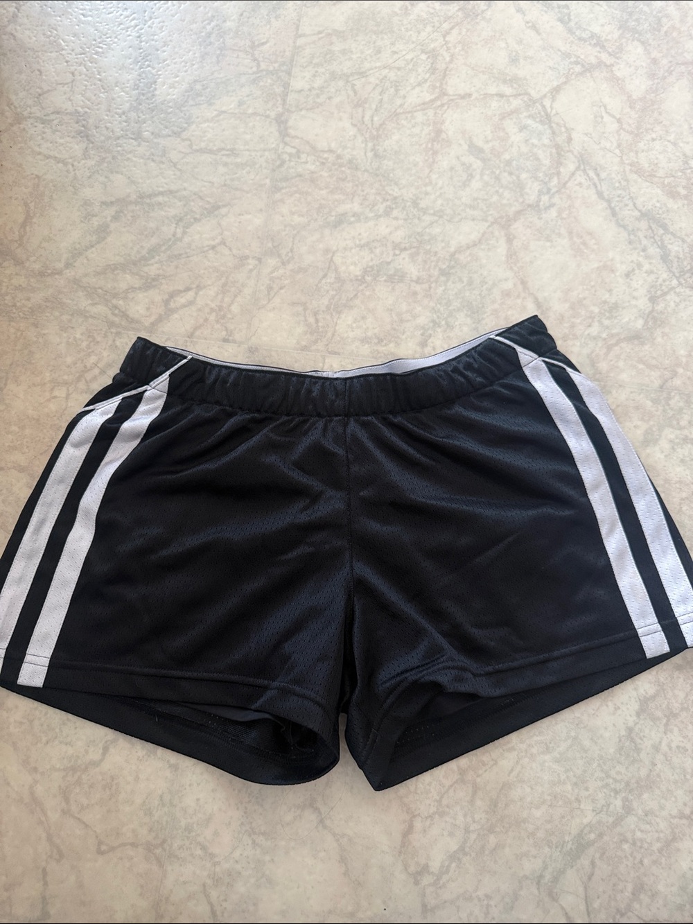 adidas Black Athletic Shorts with White Triple Side Stripes